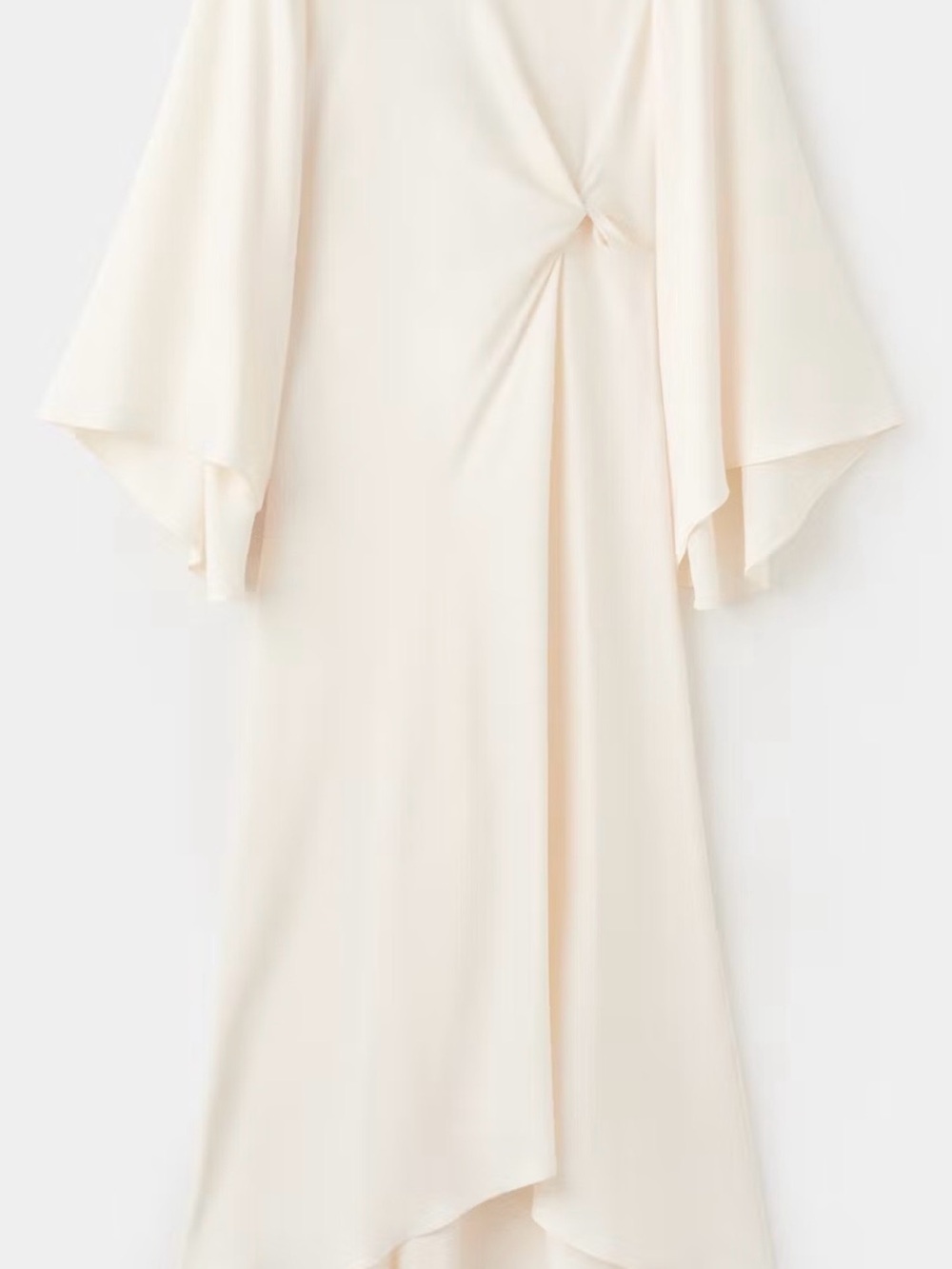 Mango Cream Twist-Detail Midi Dress
